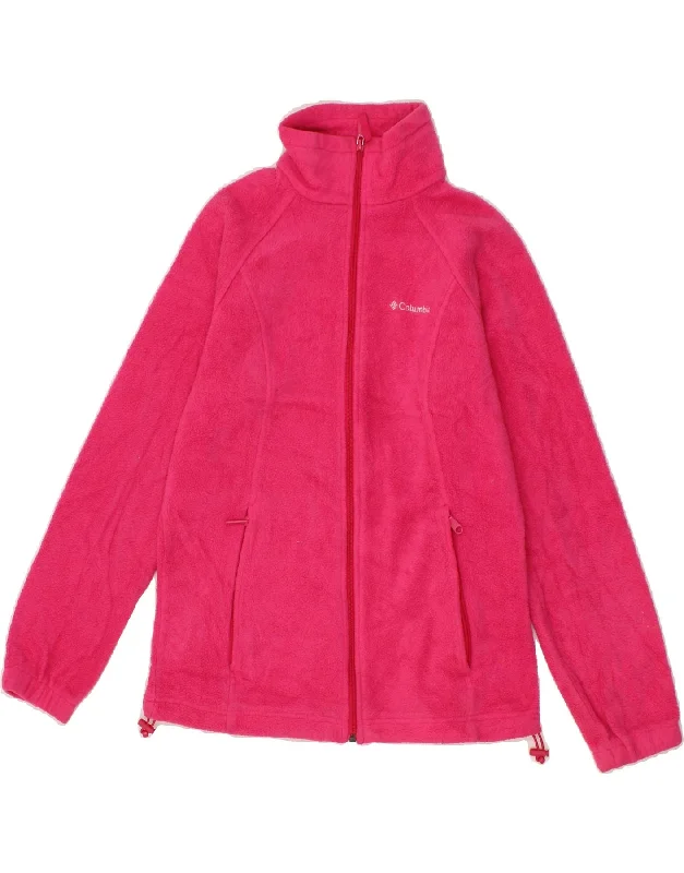 COLUMBIA Womens Fleece Jacket UK 10 Small Pink Polyester Chenille Jacket Brocade Jacket Lace Jacket