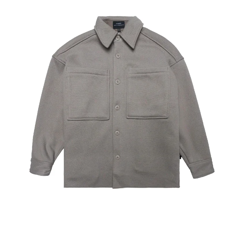 HOMME+ Oversized Fleece Shirt Jacket Taupe Quilted Jacket Puffer Jacket Insulated Jacket