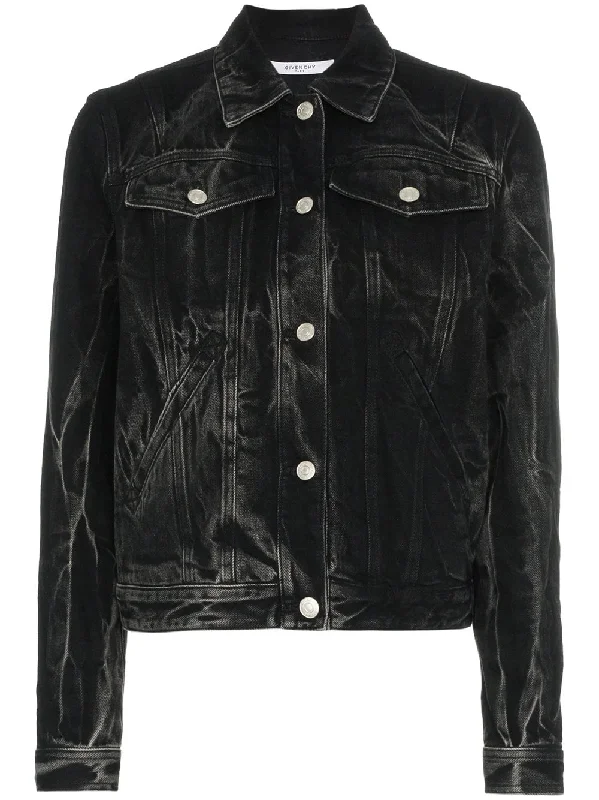 logo eyelet washed denim jacket Jacket Blazer Coat