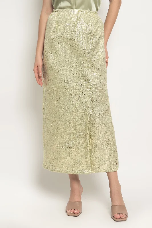 Faye Skirt in Green silk skirt lustrous
