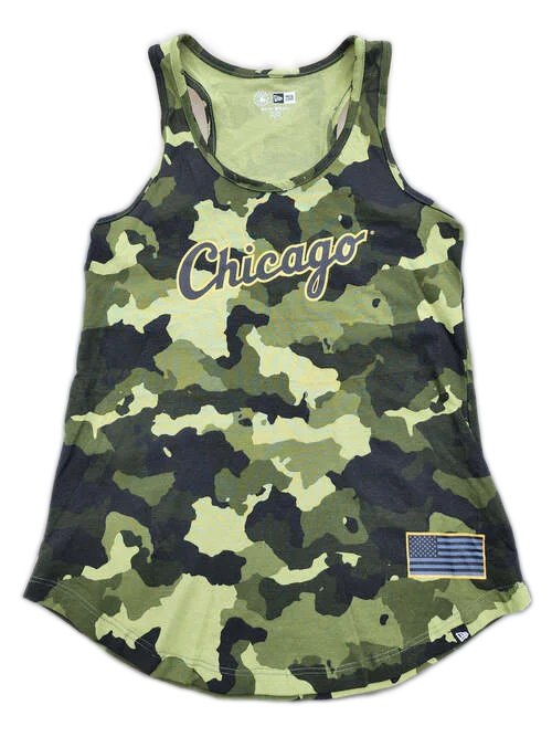 Women's Chicago White Sox 2022 Armed Forces Day Camo Tank Top charcoal tank top