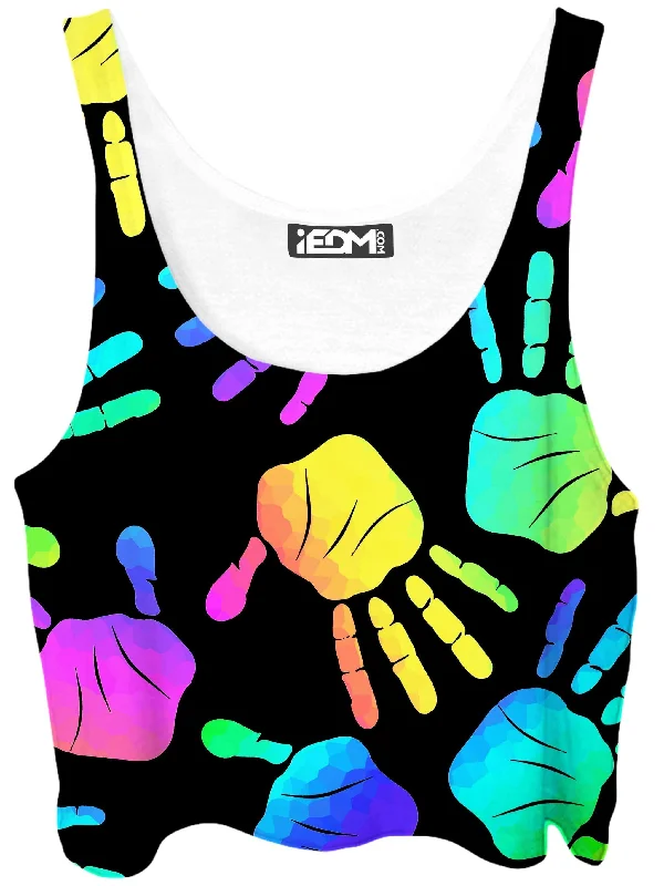 Rave Hands Crop Top Striped Floral Plaid