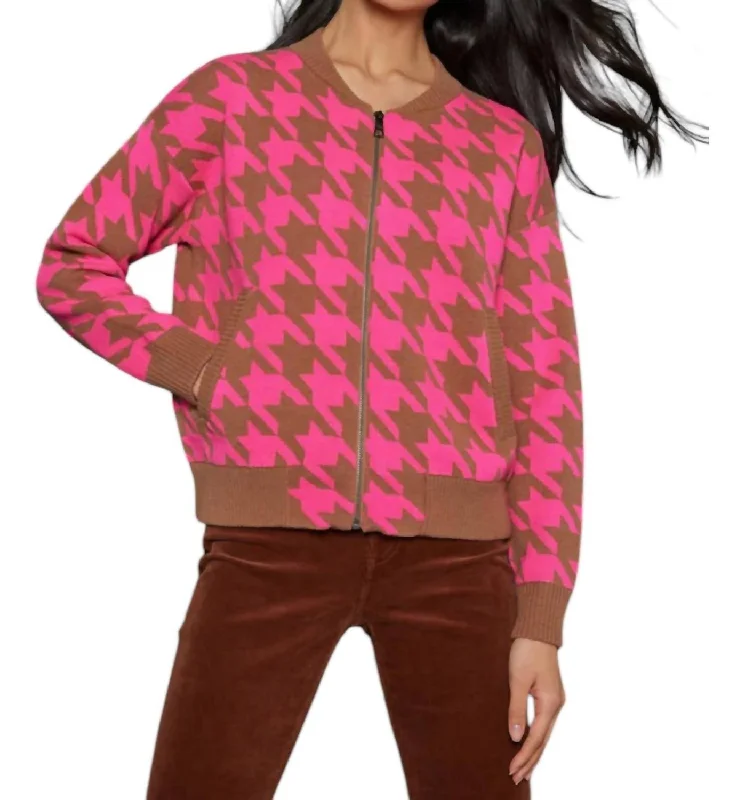 Hound Around Sweater In Camel/neon Pink Fitted Loose Oversized