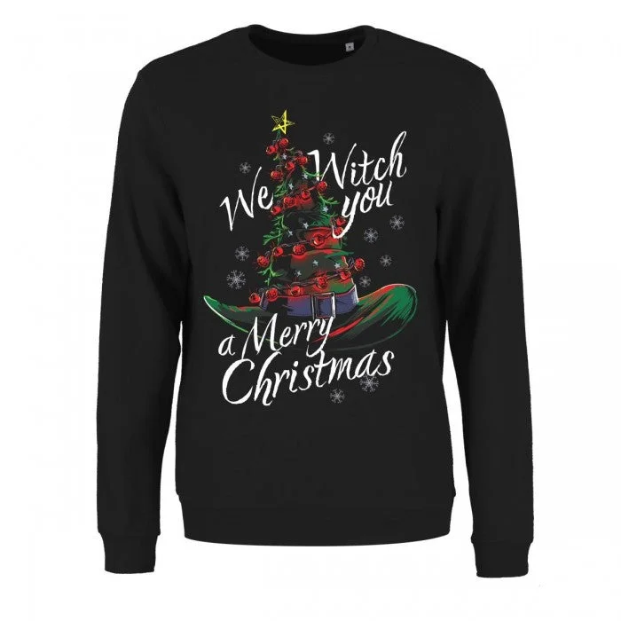 Grindstore Womens/Ladies We Witch You A Merry Christmas Sweatshirt Hoodie with Slit Hem Functional Movement