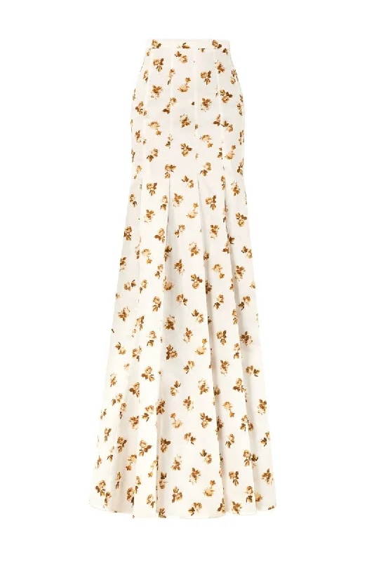 CREME WHITE FLORAL MAXI SKIRT lace skirt romantic