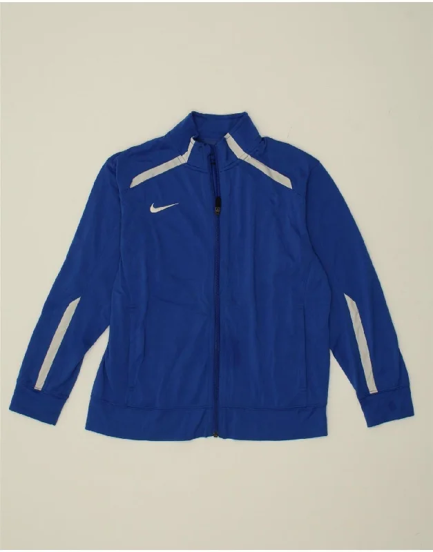 NIKE Womens Tracksuit Top Jacket UK 14 Medium Blue Colourblock Polyester Plaid Jacket Tartan Jacket Houndstooth Jacket