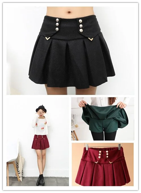 Free Size 1 PcsEuropean New Preppy Style Fall Winter Women Clothing Fashion Slim Pleated Woolen High Elastic Waist Short Skirts velvet skirt plush Free Size 1 PcsEuropean New Preppy Style Fall Winter Women Clothing Fashion Slim Pleated Woolen High Elastic Waist Short Skirts velvet skirt plush