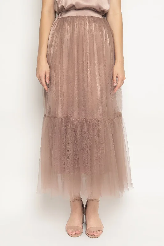 Mariele Skirt in Pink Mauve silk skirt sleek