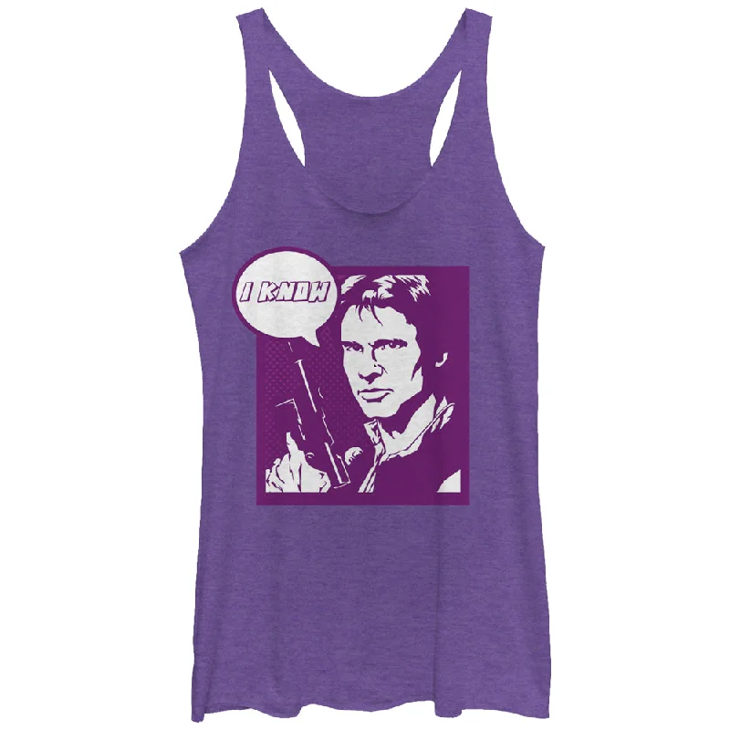 Women's Star Wars Pop Art Han Solo I Know Racerback Tank Top metallic tank top