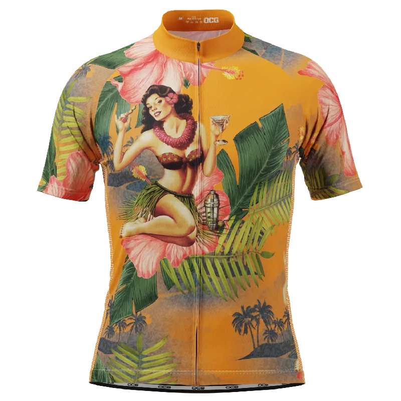 Men's Aloha Flowers Short Sleeve Cycling Jersey Round Neck Jersey Tee