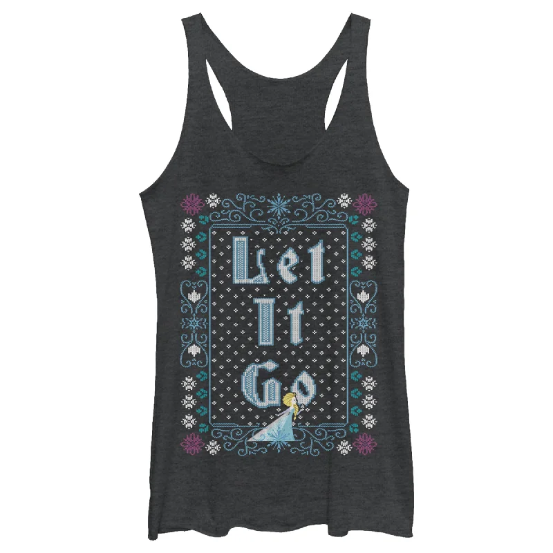 Women's Frozen Let Go Knit Pattern Racerback Tank Top cropped tank top