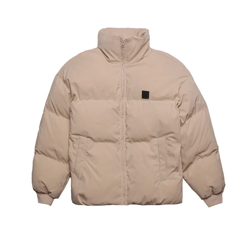 HOMME+ Rubber Patch Puffer Jacket Beige Knit Jacket Woven Jacket Fleece Jacket