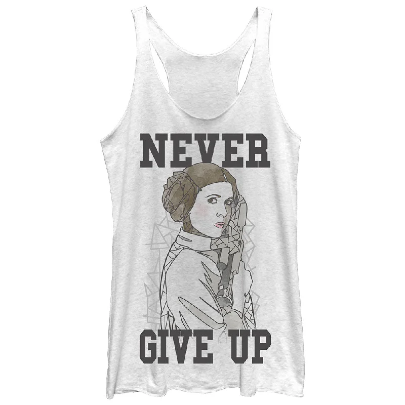 Women's Star Wars Princess Leia Never Give Up Racerback Tank Top spandex blend tank