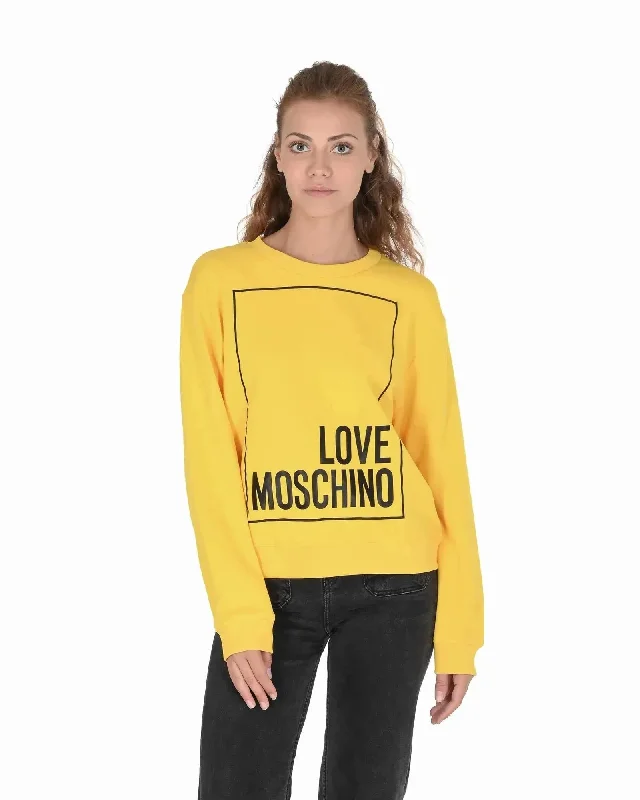 Love Moschino Cotton Sweatshirt with Inlay Detail - 40 EU Hoodie with Color Block Contrast Stylish