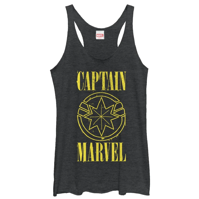 Women's Marvel Captain Marvel Stained Star Symbol Racerback Tank Top flirty tank top Women's Marvel Captain Marvel Stained Star Symbol Racerback Tank Top flirty tank top