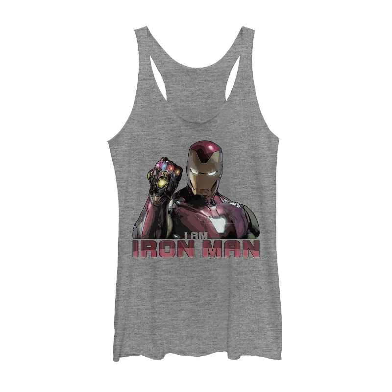 Women's Marvel Avengers: Endgame I Am Iron Man Racerback Tank Top coral tank top