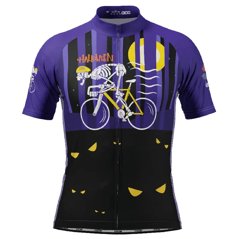 Men's Halloween Skeleton Rider Short Sleeve Cycling Jersey Casual Weekend Jersey Tee
