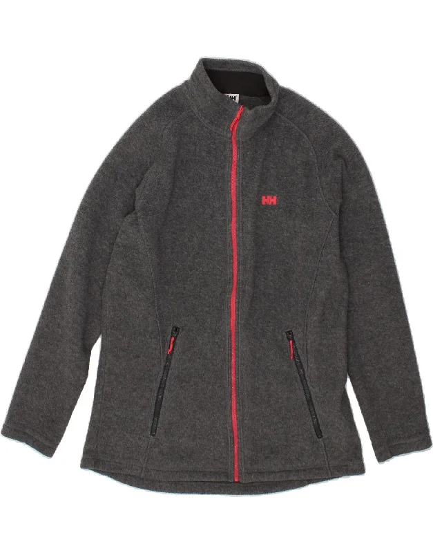 HELLY HANSEN Womens Fleece Jacket UK 18 XL Grey Polyester Embroidered Jacket Appliqued Jacket Beaded Jacket