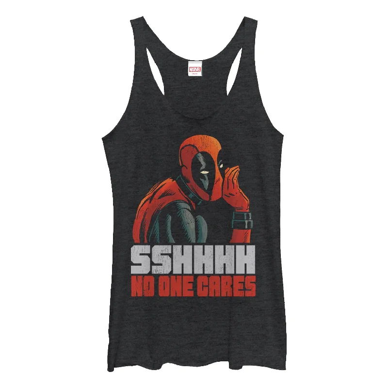 Women's Marvel Deadpool No One Cares Racerback Tank Top lightweight tank top