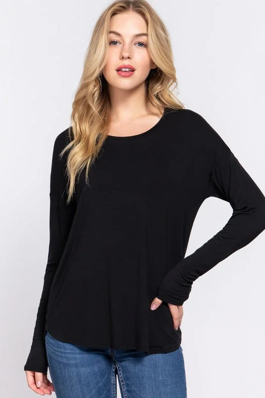 Black Rayon Jersey Top Ruby Red Jersey Shirt