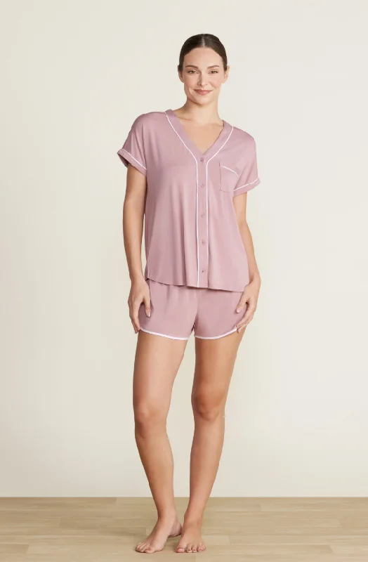 Soft Jersey Piped PJ Set (Teaberry/White) Bamboo Jersey Tee