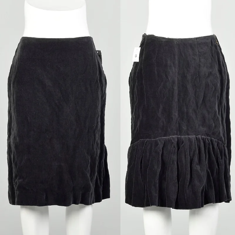 Medium 2005 Skirt Lanvin Winter Collection Zip Side Grey Velvet Ruffle silk skirt luxurious