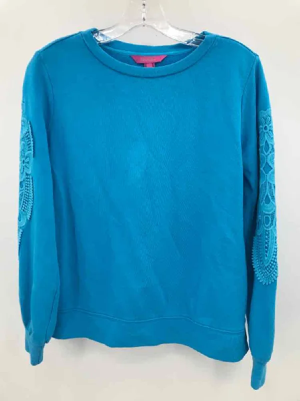 Pre-Owned Lilly Pulitzer Blue Size XS Sweatshirt Hoodie with Exposed Zipper Edgy Industrial