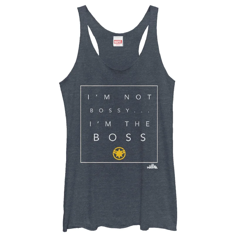 Women's Marvel Captain Marvel I'm the Boss Racerback Tank Top peekaboo tank top