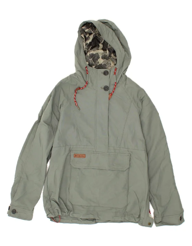 COLUMBIA Womens Hooded Anorak Jacket UK 10 Small Grey Nylon Insulated Jacket Fitted Jacket Loose Jacket