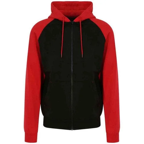 Awdis Womens/Ladies Raglan Baseball Full Zip Hoodie Hoodie with Longline Fit Extended Stylish