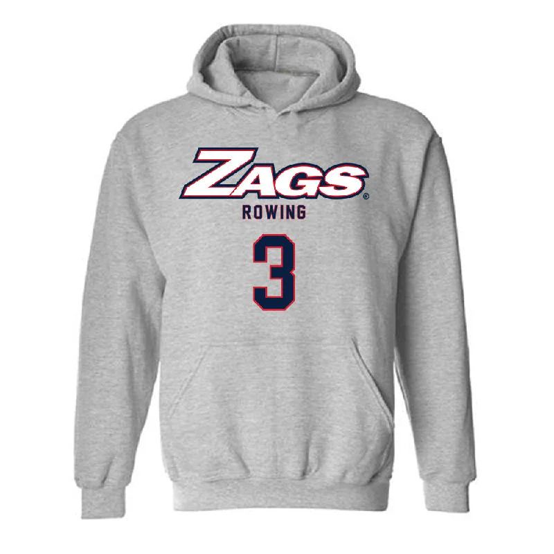 Gonzaga - NCAA Women's Rowing : Ines Marquez - Classic Shersey Hooded Sweatshirt Hoodie with Raw Hem Edgy Unfinished