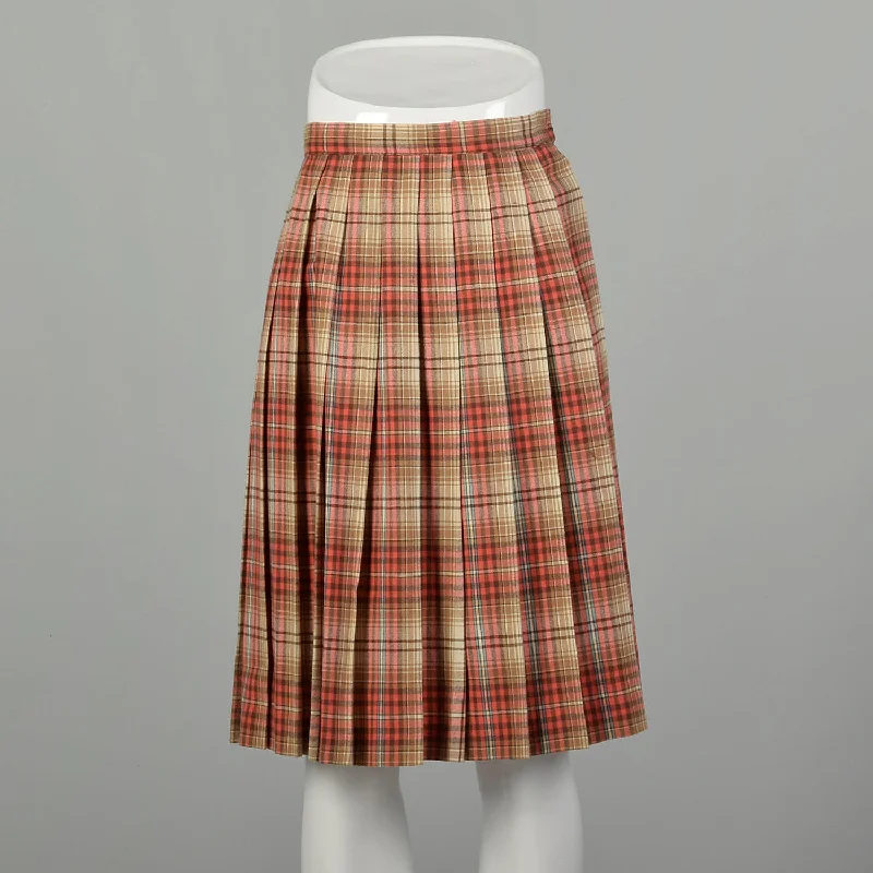 XS 1950s Skirt Plaid Pleated Autumn School Girl Uniform Light Academia leather skirt modern