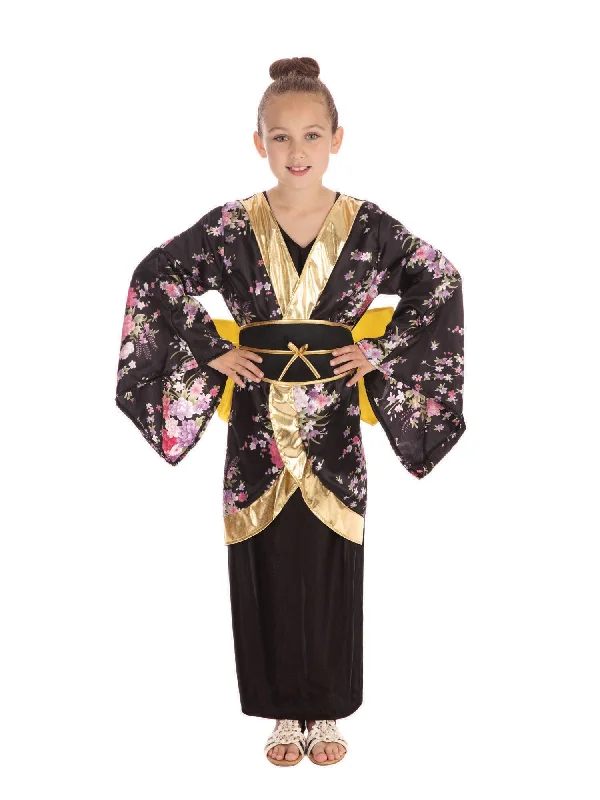 Geisha Girl Costume Black Komodo Oriental Dress Tunics Short Trendy