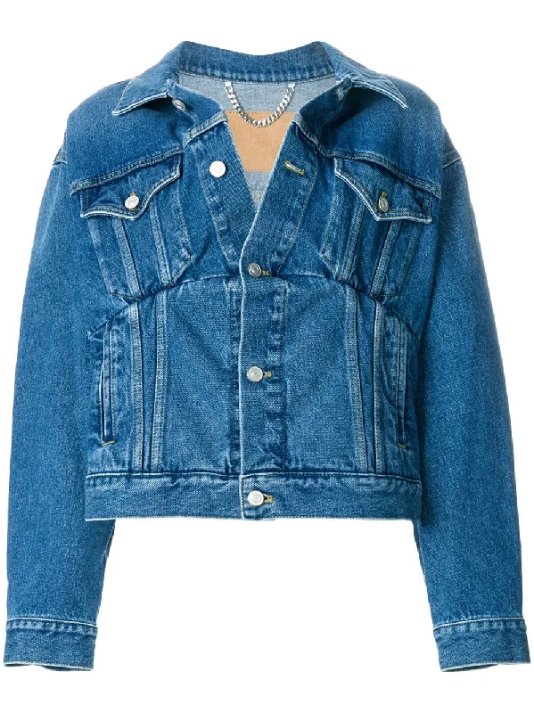 Swing denim jacket Front Pockets Side Pockets Patch Pockets