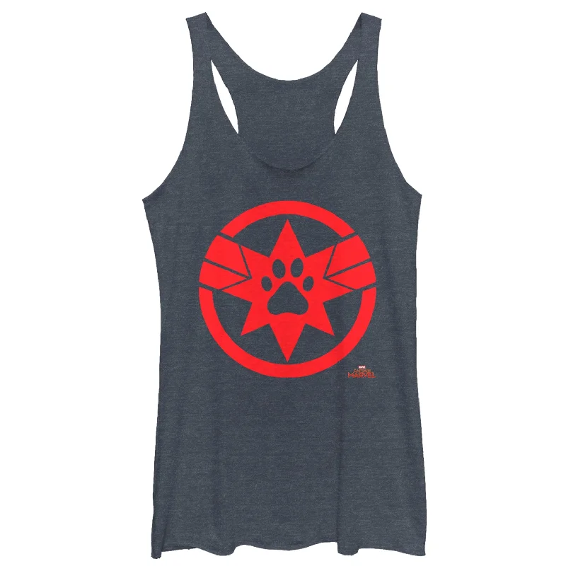 Women's Marvel Captain Marvel Goose Paw Star Symbol Racerback Tank Top sleep tank top