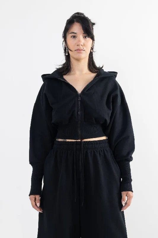 TASIA CROPPED ZIP UP HOODIE Hoodie with Thumb Holes Functional Cozy