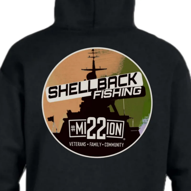ShellBack Fishing + Mission 22 Winter Hoodie - Heavy Weight 8oz 50/50 NuBlend Cotton Pull Over Hoodie with Belted Waist Structured Tailored