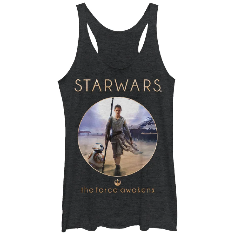 Women's Star Wars The Force Awakens Rey and BB-8 Adventure Racerback Tank Top chic tank top