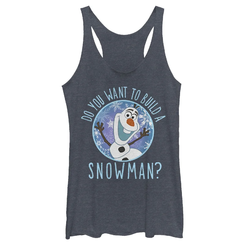 Women's Frozen Olaf Build Snowman Racerback Tank Top print tank top