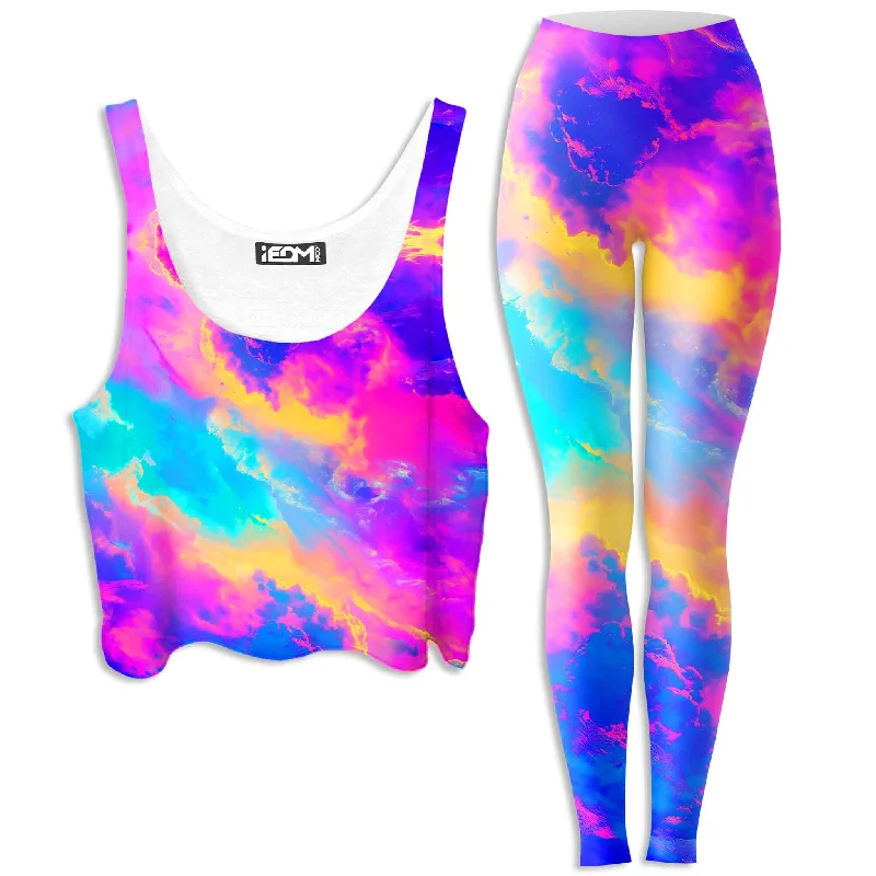 Cloudopia Crop Top and Leggings Combo Chenille Fabric Brocade Fabric Lace Fabric