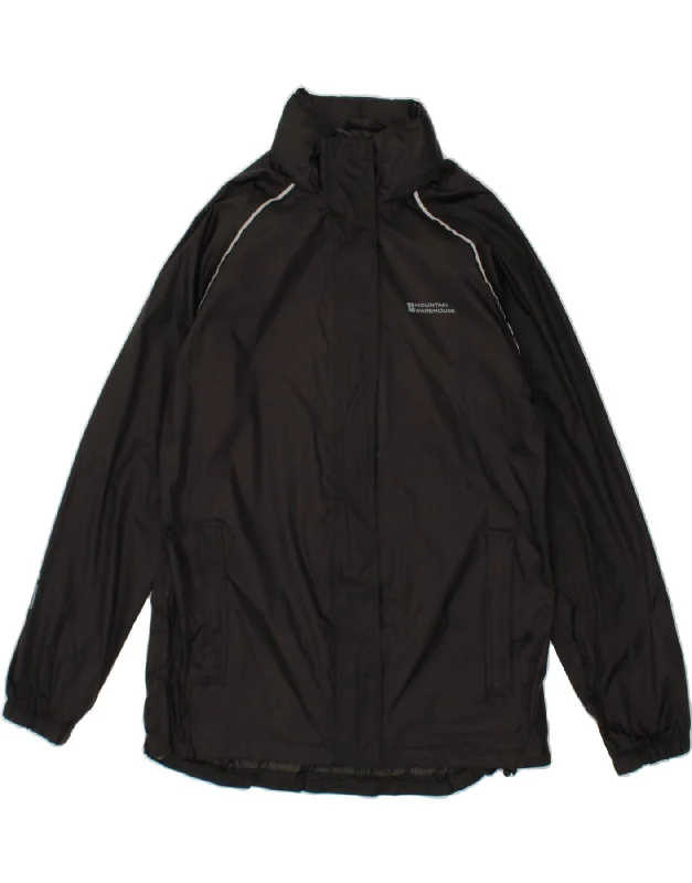 MOUNTAIN WAREHOUSE Womens Rain Jacket UK 12 Medium  Black Nylon Knit Jacket Woven Jacket Fleece Jacket