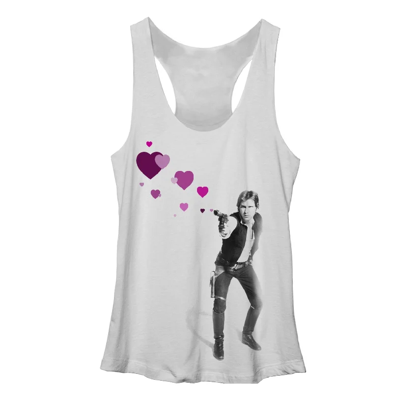 Women's Star Wars Han Shot Hearts Racerback Tank Top lounge tank top