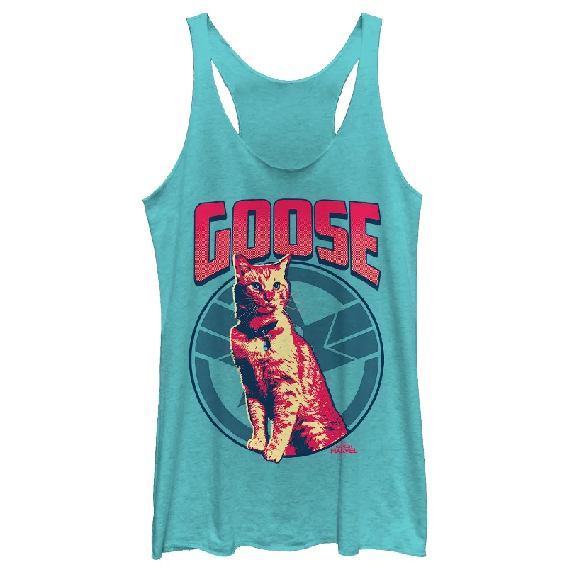 Women's Marvel Captain Marvel Goose Cat Badge Racerback Tank Top essential tank top