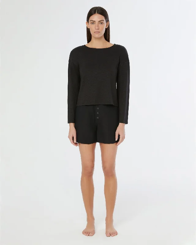 Linen Jersey Boatneck Top Metallic Jersey Tee