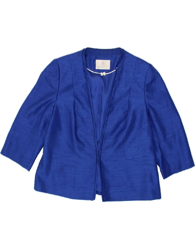 JACQUES VERT Womens 3 Button Open Blazer Jacket UK 18 XL Blue Polyester Front Pockets Side Pockets Patch Pockets