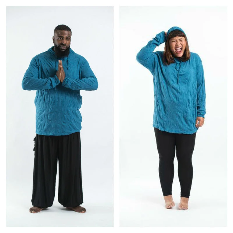 Plus Size Sure Design Unisex Blank Hoodie Denim Blue Hoodie with Pocket Utility Practical