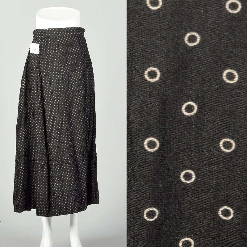 Small Maxi Skirt Black Edwardian Cotton Circle Print cashmere skirt fine