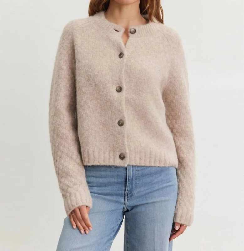 Chantal Sweater In Almond Seamless Knitted Crochet