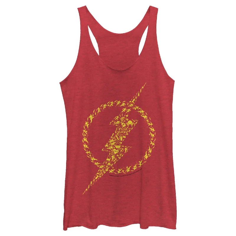 Women's Justice League Flash Icons Racerback Tank Top lace back tank