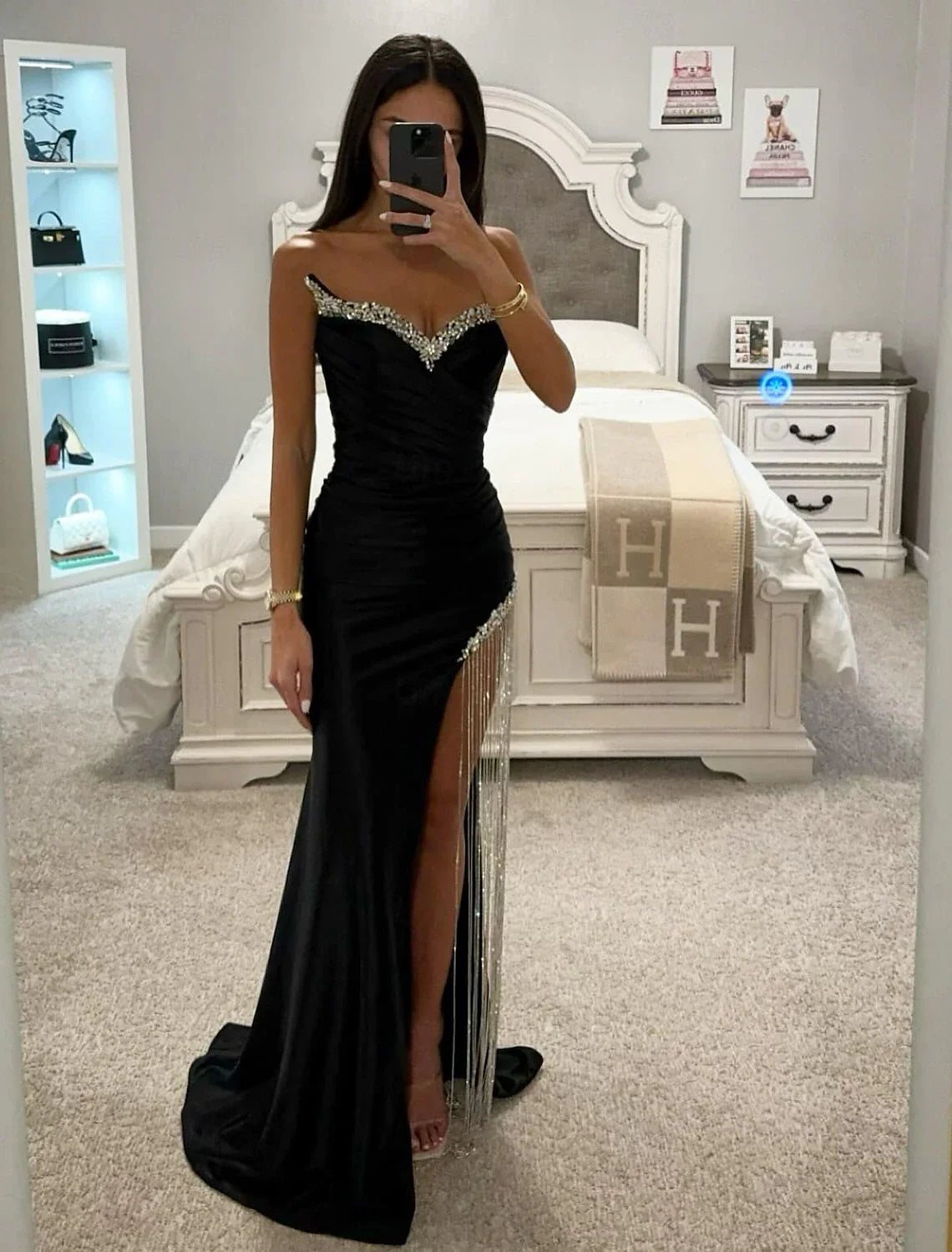 Mermaid / Trumpet Prom Dresses Elegant Dress Formal Prom Floor Length Sleeveless Sweetheart Satin with Crystals Tassel Slit Tunics Timeless classic Mermaid / Trumpet Prom Dresses Elegant Dress Formal Prom Floor Length Sleeveless Sweetheart Satin with Crystals Tassel Slit Tunics Timeless classic